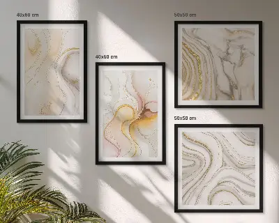 Compoziție de tablouri pentru perete cu modele abstracte calde