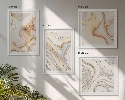 Compoziție de tablouri pentru perete cu motive abstracte liniare