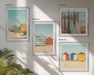 Set tablouri gata de agățat Case colorate plajă soare