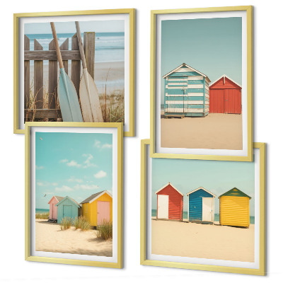 Set tablouri gata de agățat Case colorate plajă soare