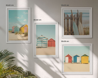 Set tablouri gata de agățat Case colorate plajă soare