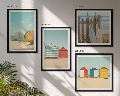 Set tablouri gata de agățat Case colorate plajă soare