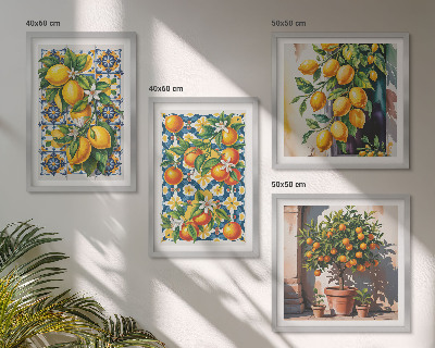 Compoziție de tablouri pentru perete Fructe citrice abstracte colorate