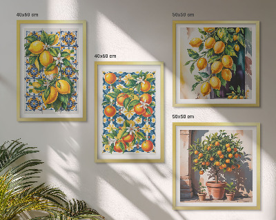 Compoziție de tablouri pentru perete Fructe citrice abstracte colorate