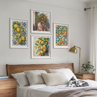 Compoziție de tablouri pentru perete Fructe citrice abstracte colorate