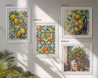 Compoziție de tablouri pentru perete Fructe citrice abstracte colorate