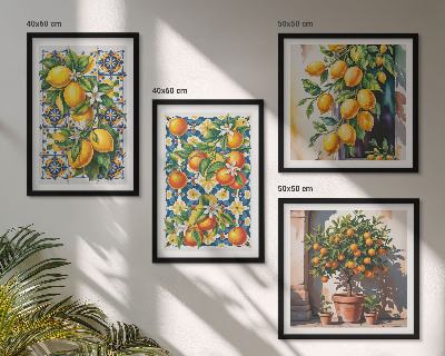 Compoziție de tablouri pentru perete Fructe citrice abstracte colorate