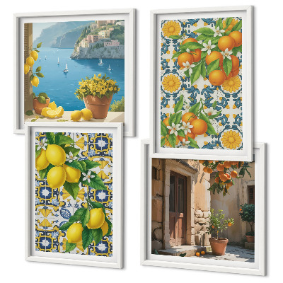 Set tablouri gata de agățat Lămâi, flori, portocale, Italia
