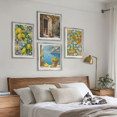 Set tablouri gata de agățat Lămâi, flori, portocale, Italia