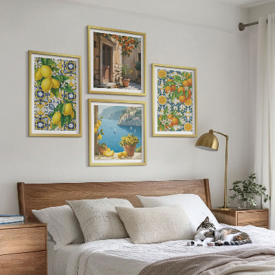 Set tablouri gata de agățat Lămâi, flori, portocale, Italia