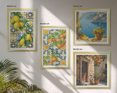 Set tablouri gata de agățat Lămâi, flori, portocale, Italia