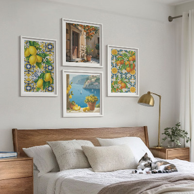 Set tablouri gata de agățat Lămâi, flori, portocale, Italia