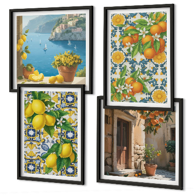Set tablouri gata de agățat Lămâi, flori, portocale, Italia