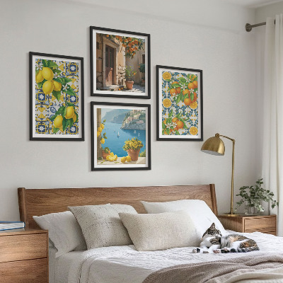 Set tablouri gata de agățat Lămâi, flori, portocale, Italia