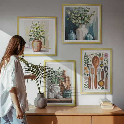 Set tablouri gata de agățat Accesorii de bucătărie pe bază de plante