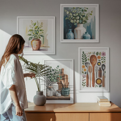 Set tablouri gata de agățat Accesorii de bucătărie pe bază de plante