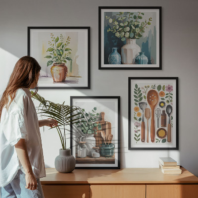 Set tablouri gata de agățat Accesorii de bucătărie pe bază de plante