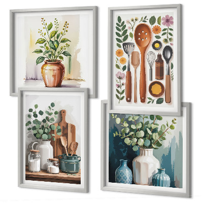 Set tablouri gata de agățat Accesorii de bucătărie pe bază de plante