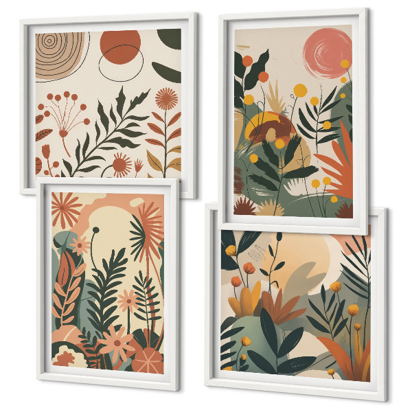 Set tablouri gata de agățat Modele de plante pastelate