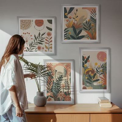 Set tablouri gata de agățat Modele de plante pastelate