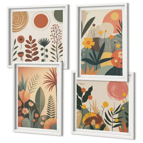 Compoziție de tablouri pentru perete modele calde cu motive botanice în stil boho