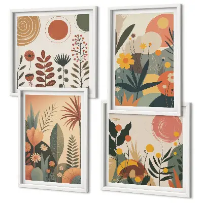 Compoziție de tablouri pentru perete modele calde cu motive botanice în stil boho