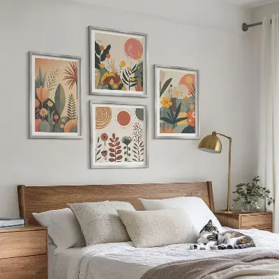 Compoziție de tablouri pentru perete modele calde cu motive botanice în stil boho
