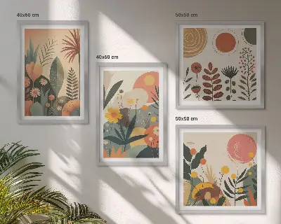 Compoziție de tablouri pentru perete modele calde cu motive botanice în stil boho