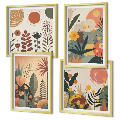 Compoziție de tablouri pentru perete modele calde cu motive botanice în stil boho