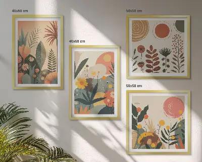 Compoziție de tablouri pentru perete modele calde cu motive botanice în stil boho