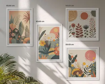 Compoziție de tablouri pentru perete modele calde cu motive botanice în stil boho