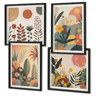 Compoziție de tablouri pentru perete modele calde cu motive botanice în stil boho