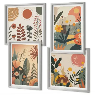Compoziție de tablouri pentru perete modele calde cu motive botanice în stil boho