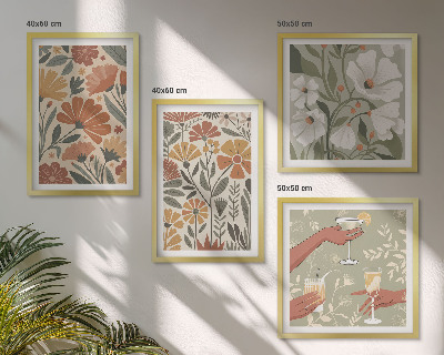 Set tablouri gata de agățat Modele florale portocaliu verde