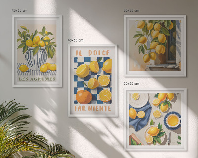 Set tablouri gata de agățat Fructe citrice galbene retro