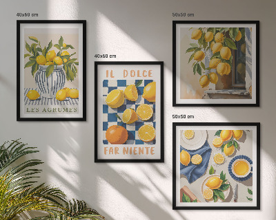 Set tablouri gata de agățat Fructe citrice galbene retro