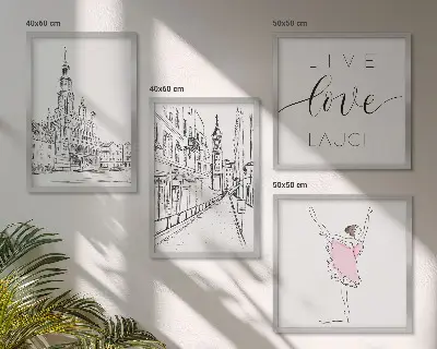 Set de tablouri gata de agățat arhitectură elegantă în stil balerină grafică
