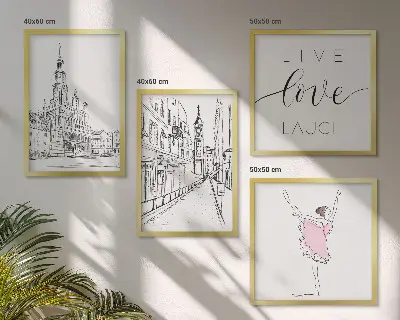 Set de tablouri gata de agățat arhitectură elegantă în stil balerină grafică