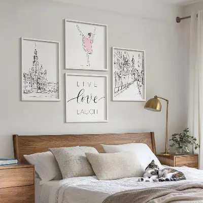Set de tablouri gata de agățat arhitectură elegantă în stil balerină grafică
