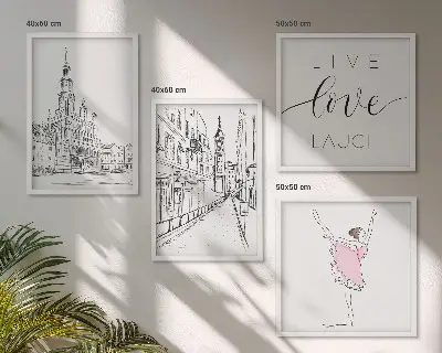 Set de tablouri gata de agățat arhitectură elegantă în stil balerină grafică