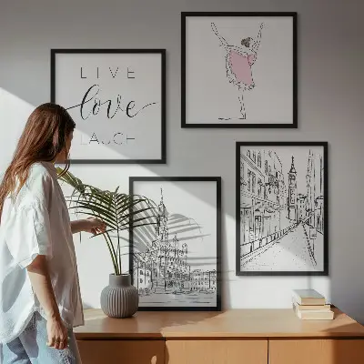 Set de tablouri gata de agățat arhitectură elegantă în stil balerină grafică
