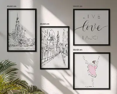 Set de tablouri gata de agățat arhitectură elegantă în stil balerină grafică