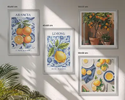 Compoziție de tablouri pentru perete cu ilustrații de fructe citrice