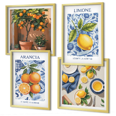 Compoziție de tablouri pentru perete Ilustrații cu fructe citrice