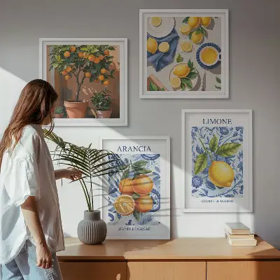 Compoziție de tablouri pentru perete cu ilustrații de fructe citrice