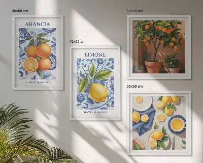 Compoziție de tablouri pentru perete cu ilustrații de fructe citrice