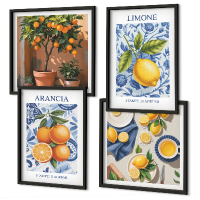 Compoziție de tablouri pentru perete Ilustrații cu fructe citrice
