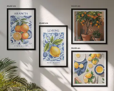 Compoziție de tablouri pentru perete cu ilustrații de fructe citrice