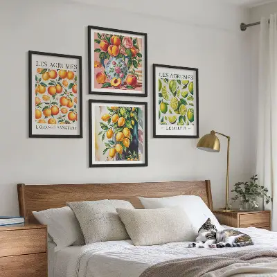 Set de tablouri gata de agățat cu citrice proaspete și colorate