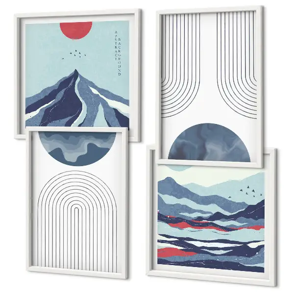 Peisaje montane abstracte set tablouri gata de agățat